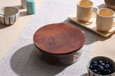 Alamkari India Glass & Wooden Glass Cookies Jar with Wooden lid